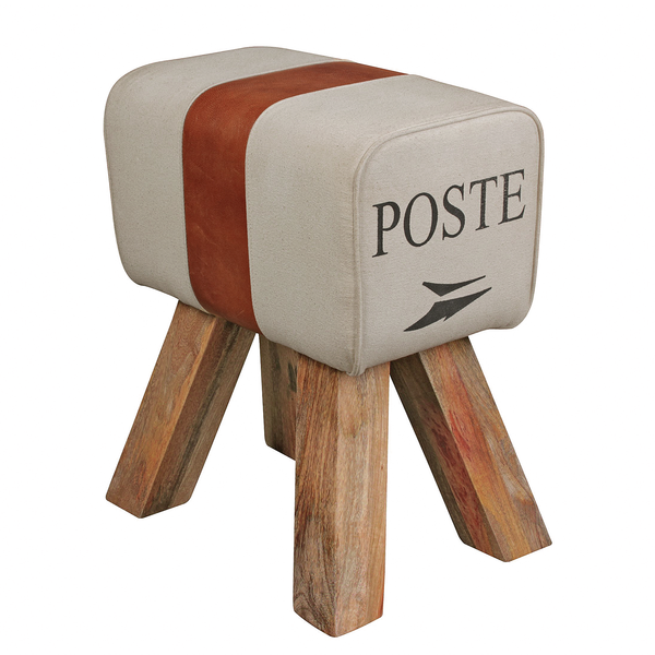 Garderobenbank Peabody II - Webstoff / Echtleder - Beige / Cognac