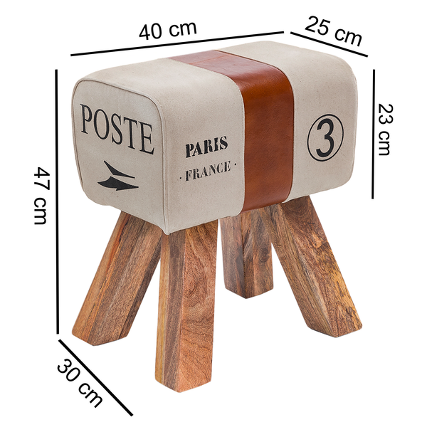 Garderobenbank Peabody II - Webstoff / Echtleder - Beige / Cognac