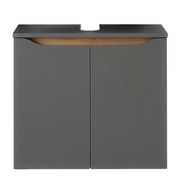 Waschbeckenunterschrank Tiberio I - Quarzgrau Matt / Eiche Riviera Dekor - Matt Grau