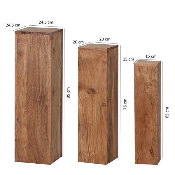 Beistelltisch Richburg (3er-Set) - Akazie massiv