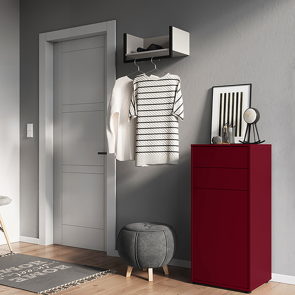 Wandgarderobe Madeo - Kaschmir / Schwarz - Breite: 51 cm
