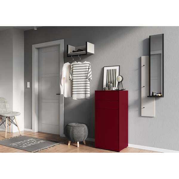 Wandgarderobe Madeo - Kaschmir / Schwarz - Breite: 51 cm
