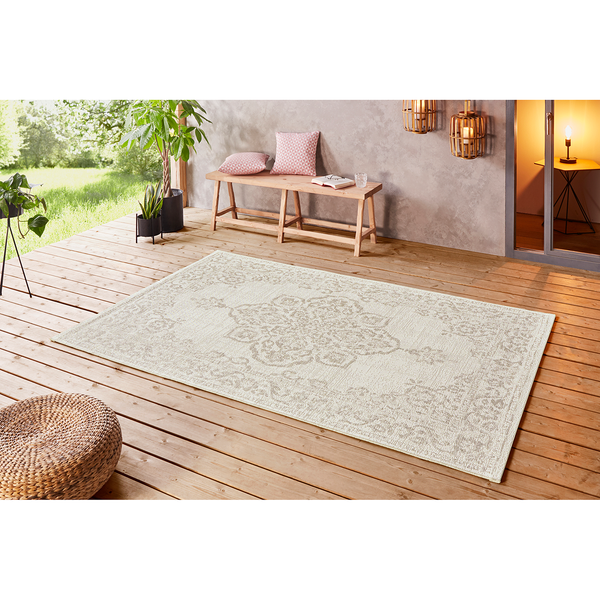 Outdoorteppich Tilos - Kunstfaser - Sandgrau - 80 x 150 cm
