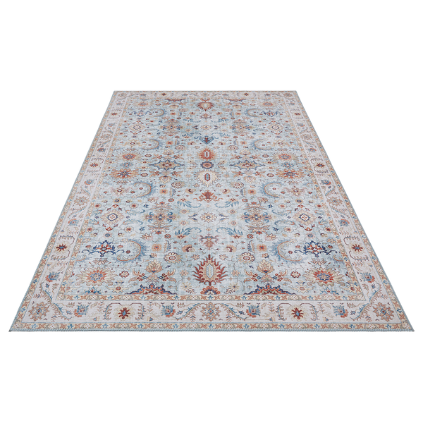 Kurzflorteppich Vivana - Webstoff - Matt Hellblau - 80 x 150 cm