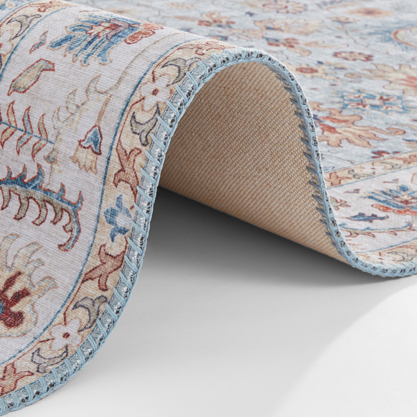 Kurzflorteppich Vivana - Webstoff - Matt Hellblau - 80 x 150 cm