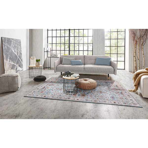 Kurzflorteppich Vivana - Webstoff - Matt Hellblau - 80 x 150 cm