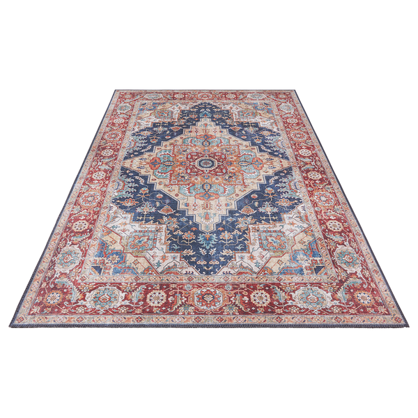 Kurzflorteppich Sylla - Webstoff - Marineblau - 80 x 150 cm
