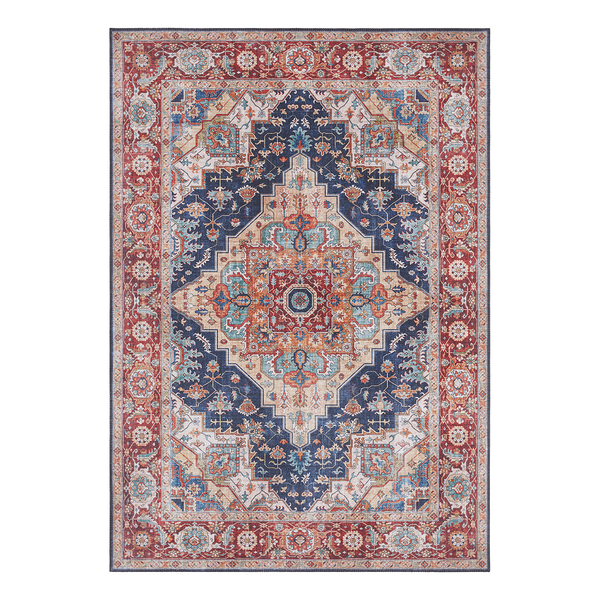 Kurzflorteppich Sylla - Webstoff - Marineblau - 80 x 150 cm