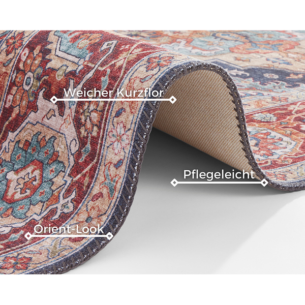 Kurzflorteppich Sylla - Webstoff - Marineblau - 80 x 150 cm