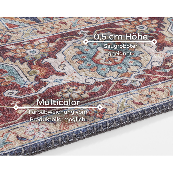 Kurzflorteppich Sylla - Webstoff - Marineblau - 80 x 150 cm