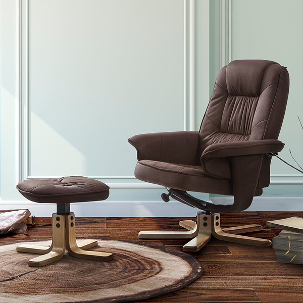 Relaxsessel Canillo II (mit Hocker) - Microfaser - Braun