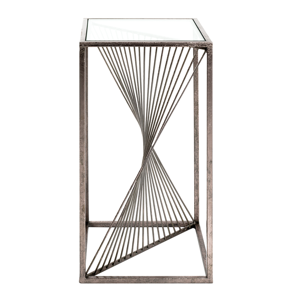 Beistelltisch Lixhult I - Glas / Stahl - Antiksilber