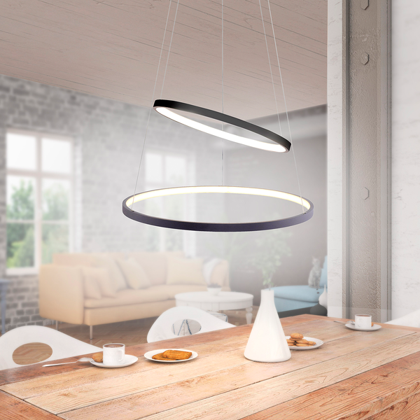 LED-Pendelleuchte Circle III - Acrylglas / Eisen - 2-flammig