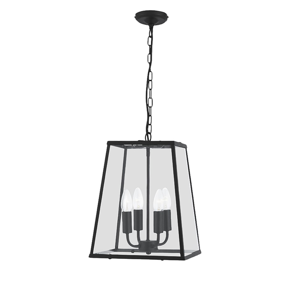 Pendelleuchte Lanterns II - Klarglas / Stahl - 4-flammig