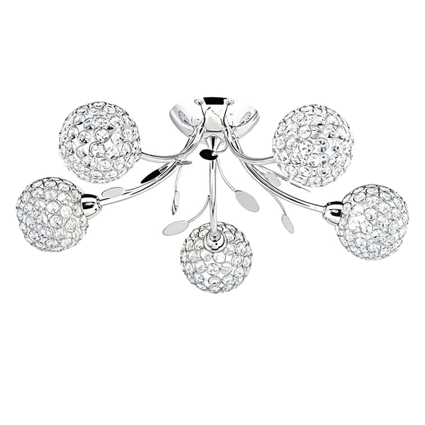 Deckenleuchte Bellis II - Kristallglas / Stahl - 5-flammig