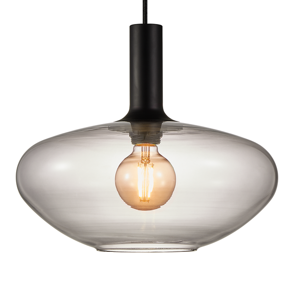 Pendelleuchte Alton III - Rauchglas / Stahl - 1-flammig