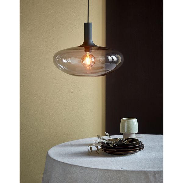 Pendelleuchte Alton III - Rauchglas / Stahl - 1-flammig