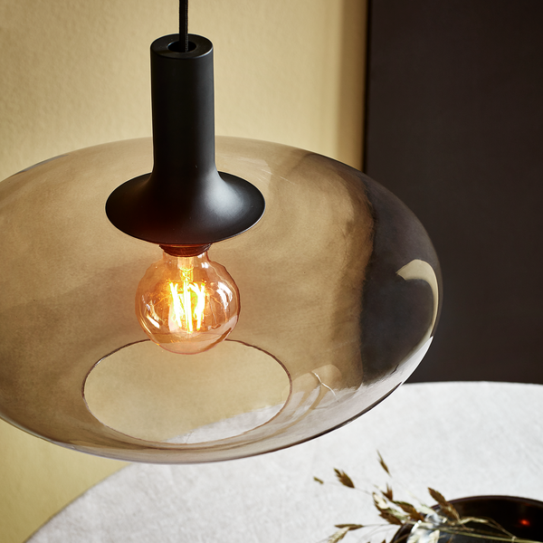 Pendelleuchte Alton III - Rauchglas / Stahl - 1-flammig