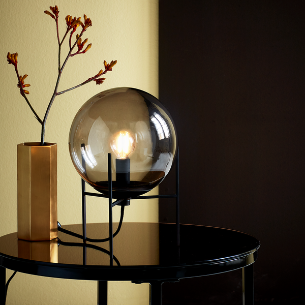 Tischleuchte Alton - Rauchglas / Stahl - 1-flammig