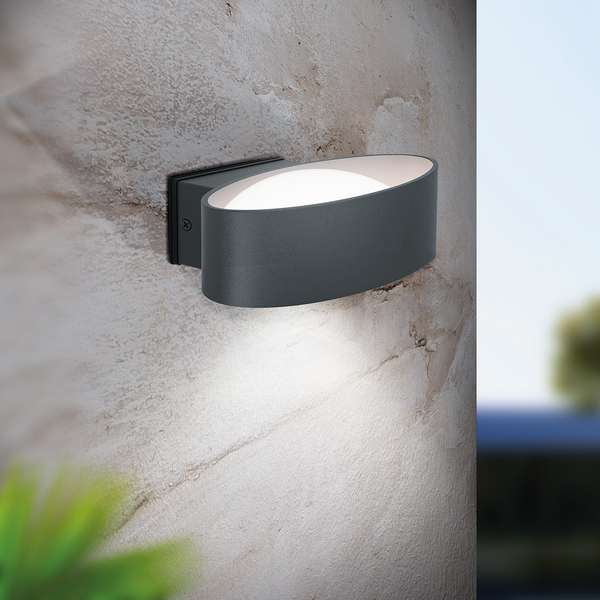 LED-Wandleuchte Chinoa - Polycarbonat / Aluminium - 1-flammig - Grau
