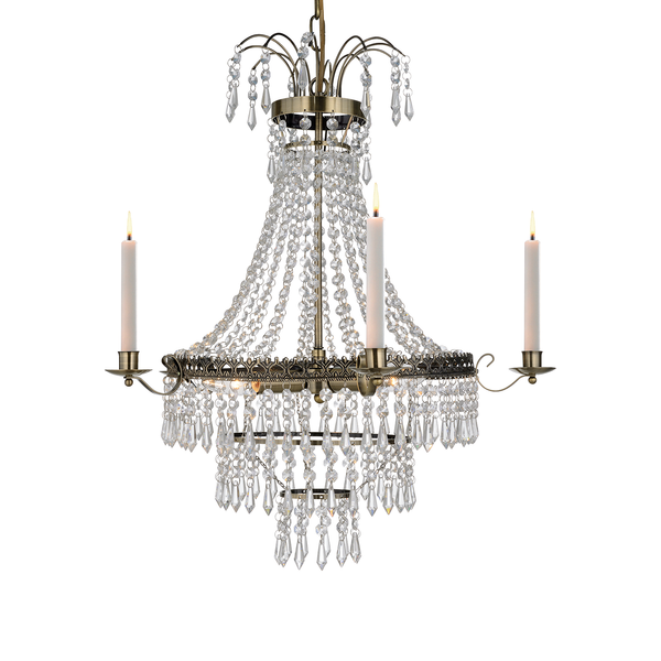 Kronleuchter Marielund I - Kristallglas / Edelstahl - 3-flammig