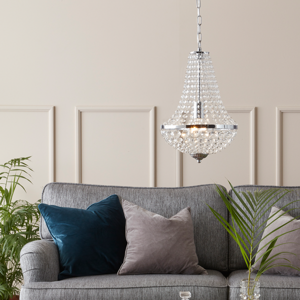 Kronleuchter Gränsön I - Kristallglas / Edelstahl - 1-flammig