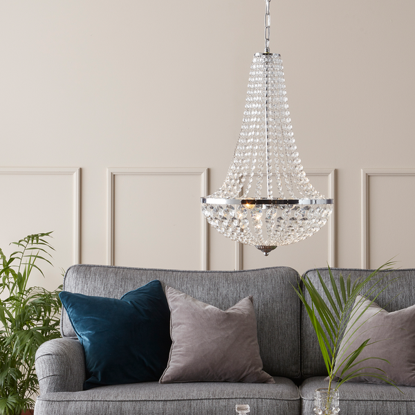 Kronleuchter Gränsö X - Kristallglas / Edelstahl - 2-flammig