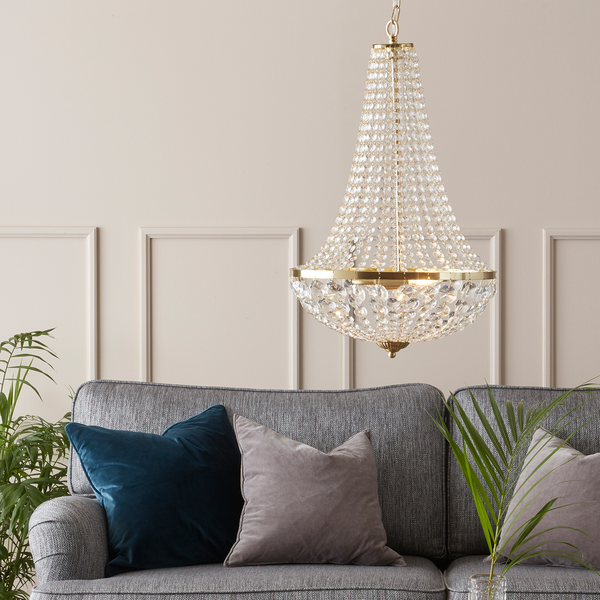 Kronleuchter Gränsö IV - Kristallglas / Edelstahl - 2-flammig