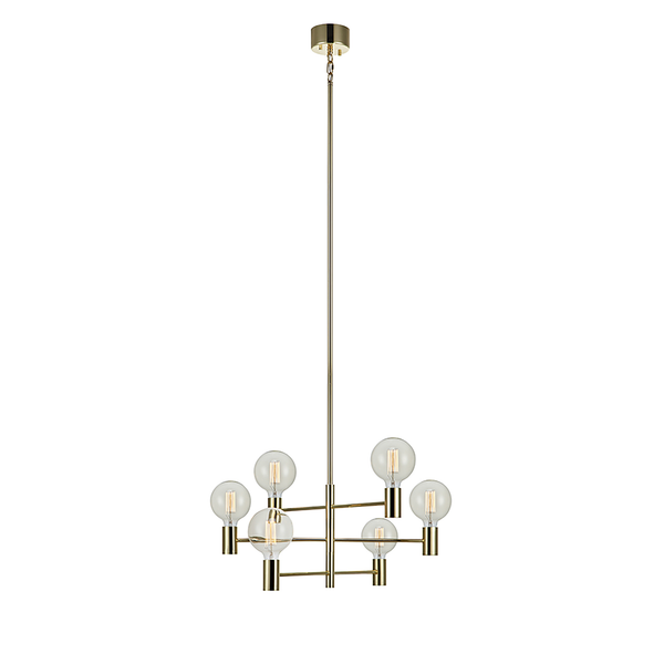 Pendelleuchte Capital - Edelstahl - 6-flammig - Messing