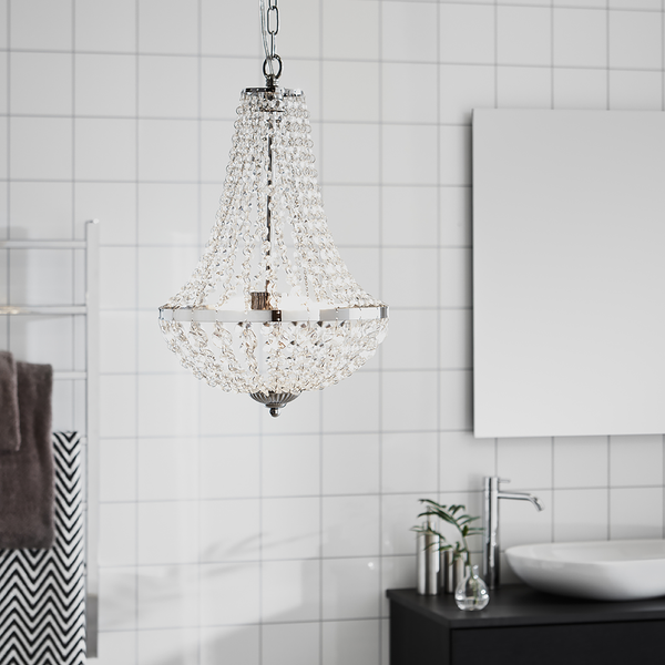 Kronleuchter Gränsö V - Kristallglas / Stahl - 2-flammig