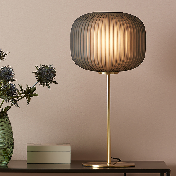 Tischleuchte Sober - Milchglas / Stahl - 1-flammig - Beige