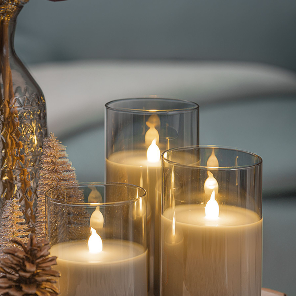 LED-Kerze Classy (3er-Set) - Klarglas - 3-flammig