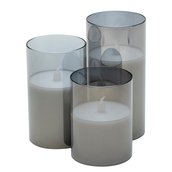 LED-Kerze Classy (3er-Set) - Klarglas - 3-flammig