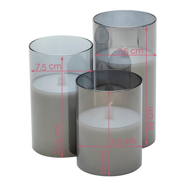 LED-Kerze Classy (3er-Set) - Klarglas - 3-flammig