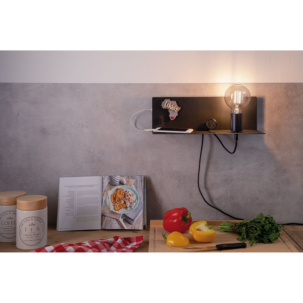 Wandleuchte Devara - Aluminium - 1-flammig - Schwarz