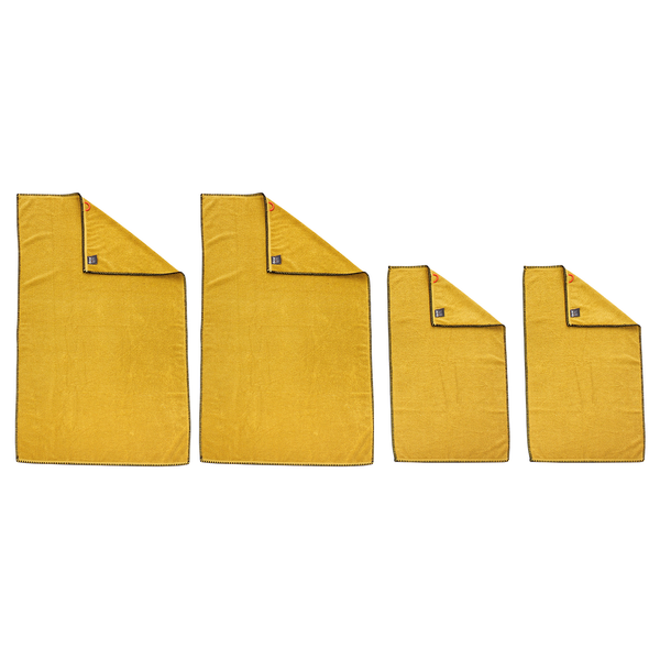 Duschtuch-Set Deluxe Prime (4-teilig) - Baumwollstoff - Goldgelb