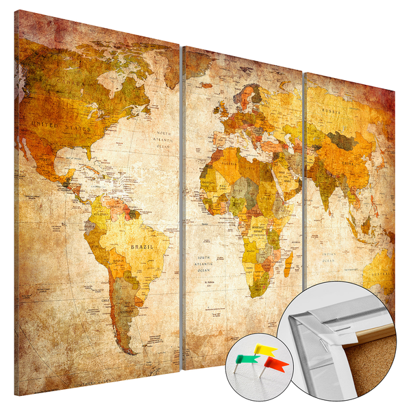 Korkbild Antique Travel - Kork - Mehrfarbig - 120 x 80 cm