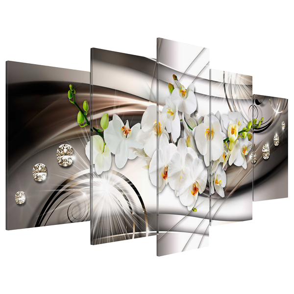Bild Orchid with Diamonds - Leinen - Mehrfarbig - 200 x 100 cm