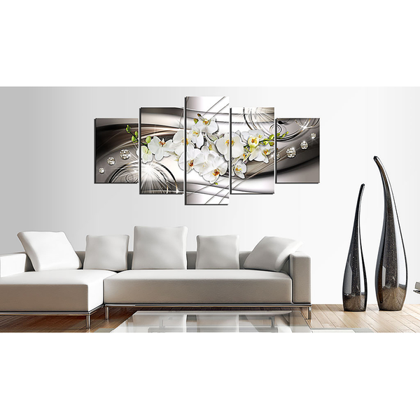 Bild Orchid with Diamonds - Leinen - Mehrfarbig - 200 x 100 cm