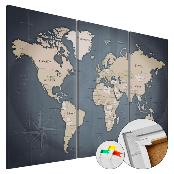 Korkbild Anthracitic World - Kork - Schwarz / Braun - 120 x 80 cm