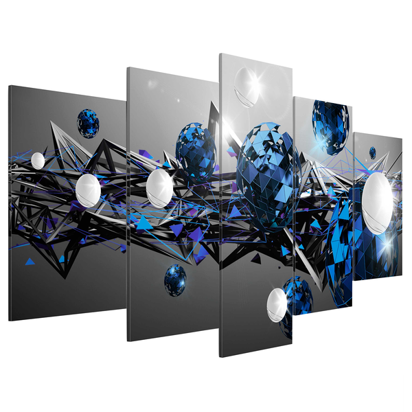 Bild Geometric Milky Way - Leinen - Blau / Schwarz - 200 x 100 cm