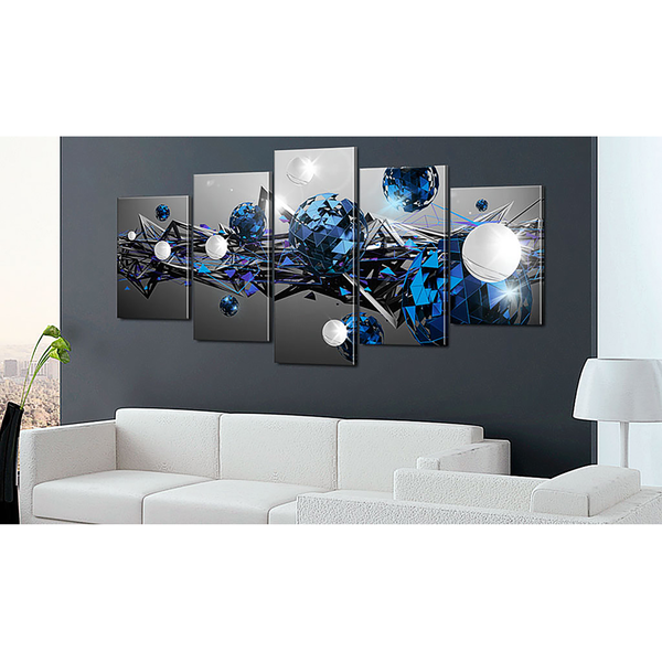 Bild Geometric Milky Way - Leinen - Blau / Schwarz - 200 x 100 cm