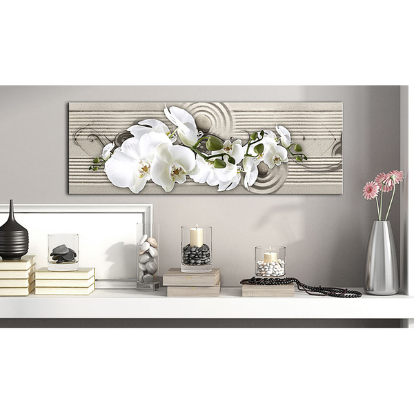 Bild Whisper of Sand - Leinen - Beige / Weiß - 120 x 40 cm