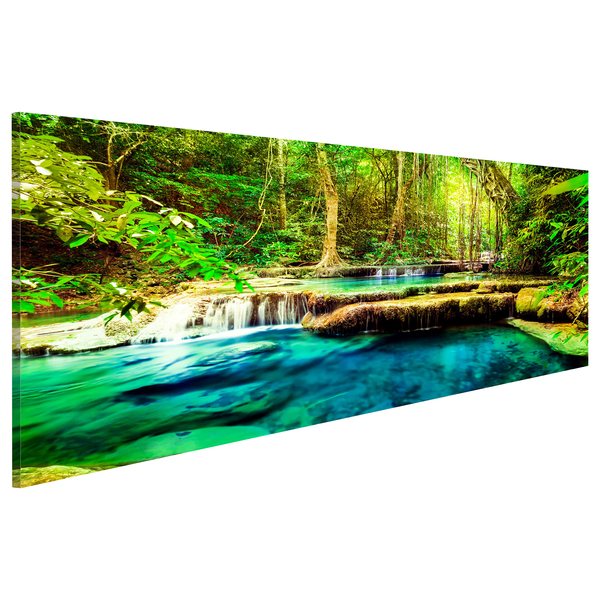 Bild A Jewel of Nature - Leinen - Grün / Blau - 120 x 40 cm