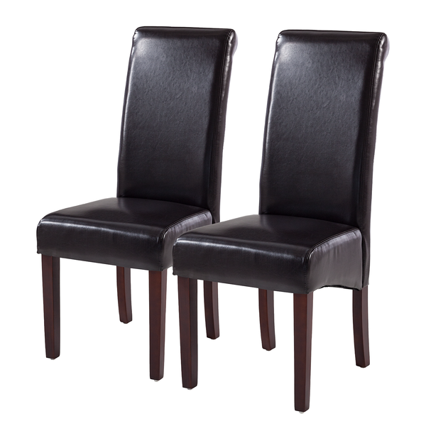 Polsterstuhl Nello - Kunstleder / Gummibaum massiv - Dunkelbraun - Dunkelbraun - 2er Set