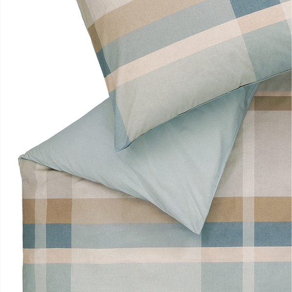 Renforce Bettwäsche Checks - Baumwollstoff - Polar - 135 x 200 cm + Kissen 80 x 80 cm