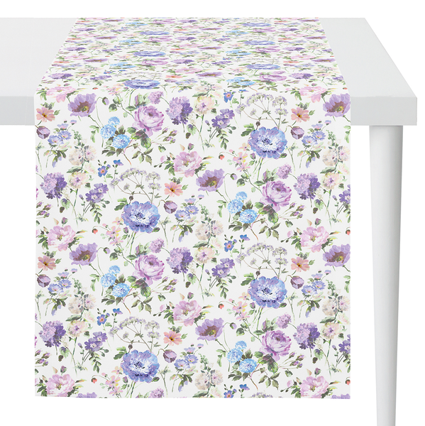 Tischläufer 6911 - Mischgewebe - Weiß / Mauve - 40 x 140 cm