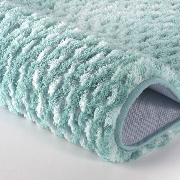 Badteppich Cory - Polyester - Pastellblau - 120 x 70 cm