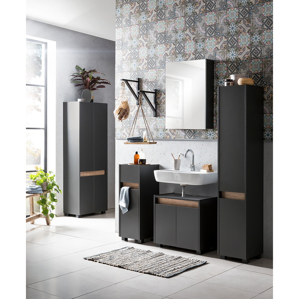 Waschbeckenunterschrank Cosmo - Anthrazit - Breite: 57 cm