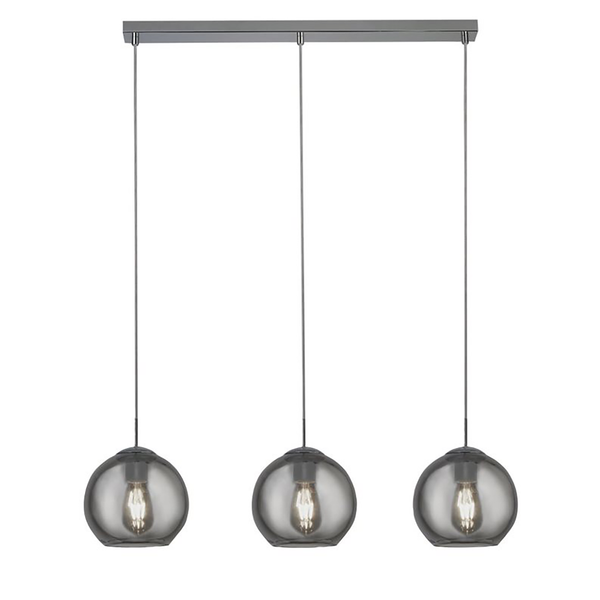 Pendelleuchte Pendants - Rauchglas / Stahl - 3-flammig - Grau